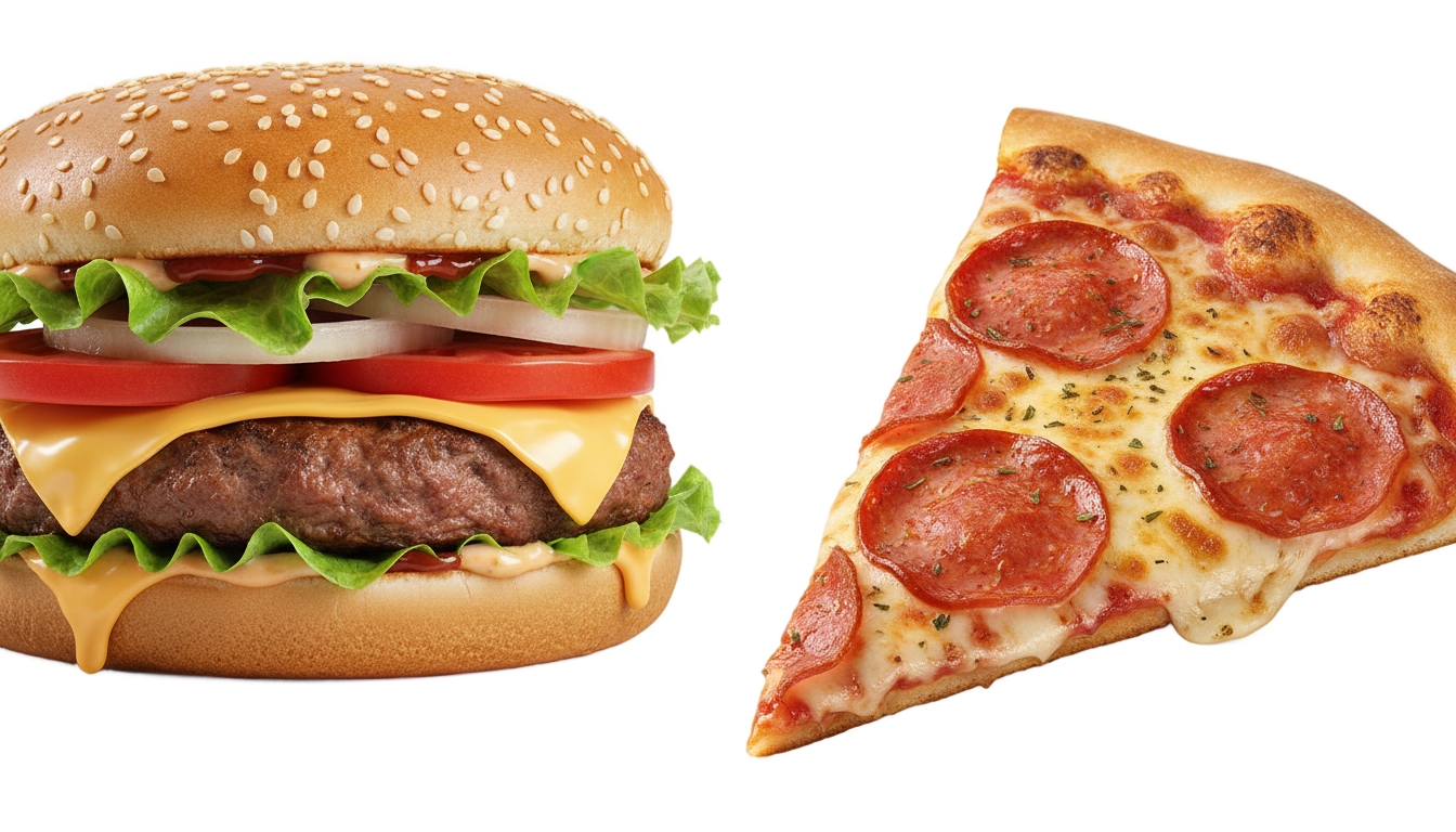 pizza and burger png PNG transparent background