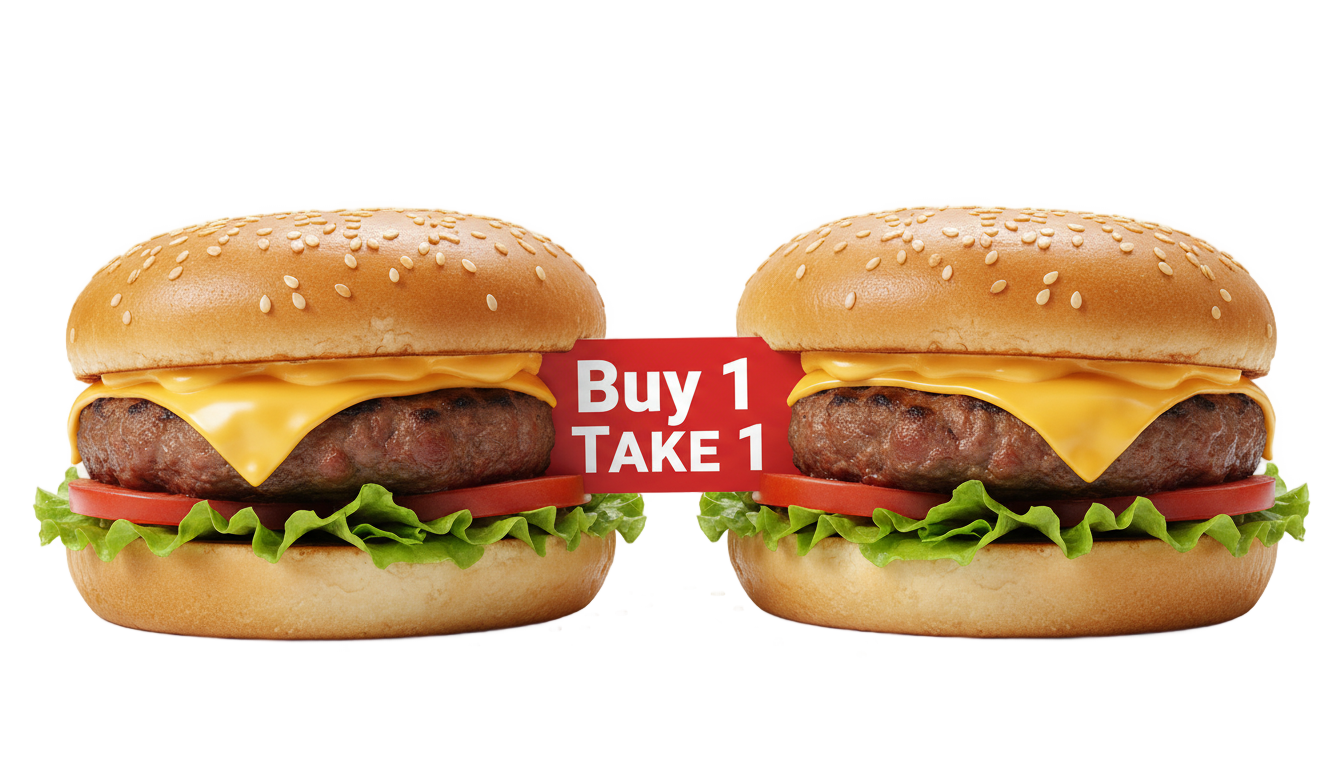 buy 1 take 1 burger png PNG transparent background