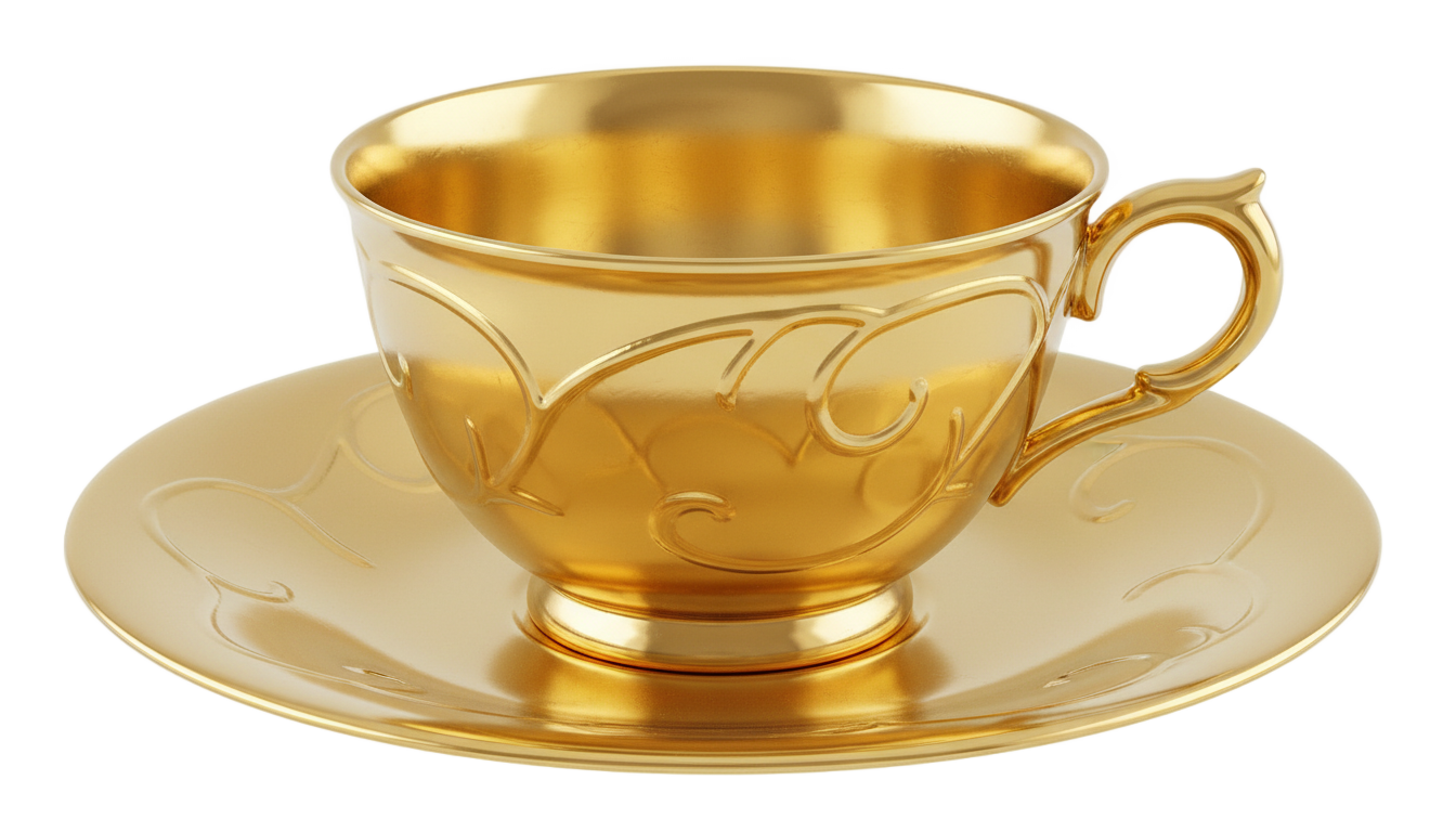 golden tea cup png PNG transparent background