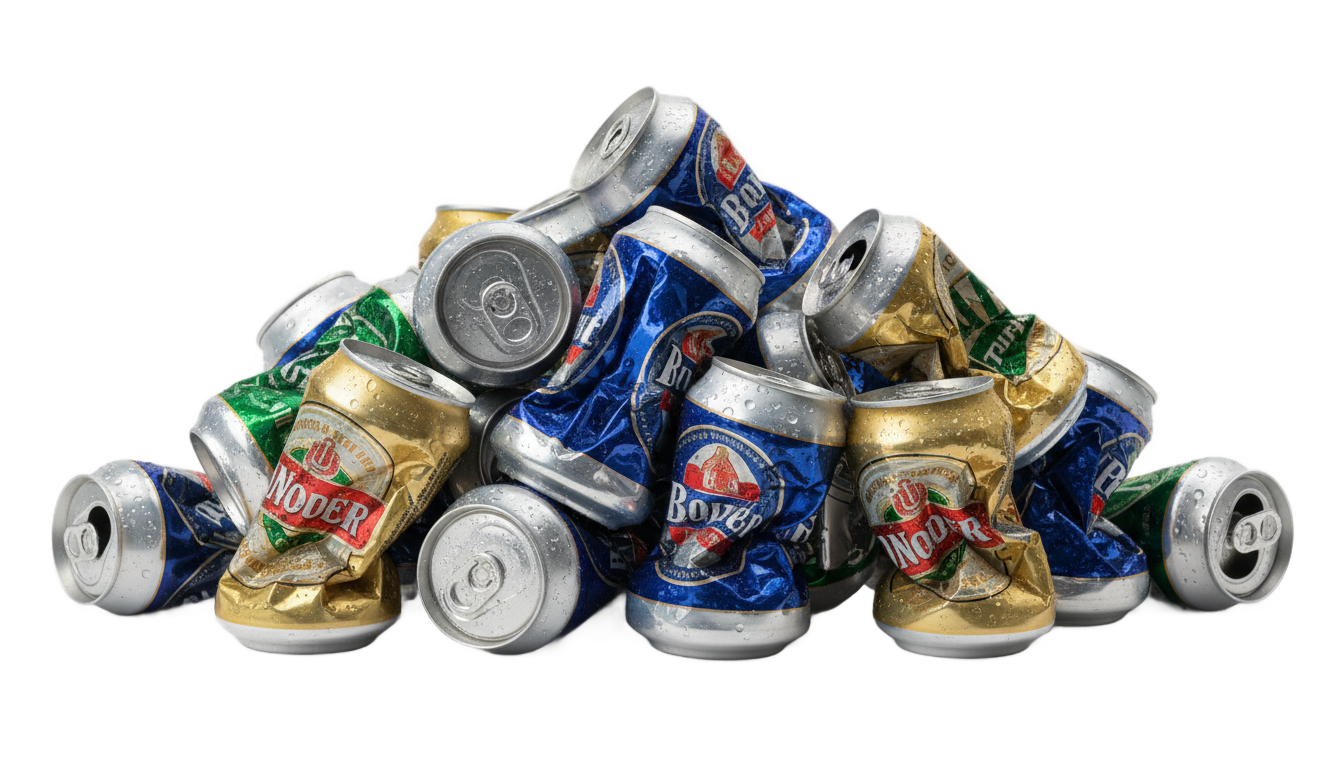 pile of beer cans png PNG transparent background