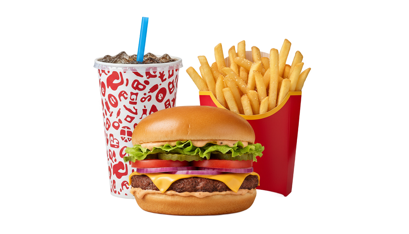 burger fries and drink png PNG transparent background