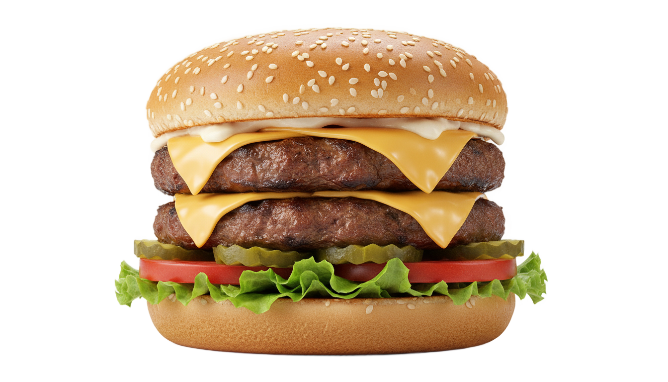 double patty burger png PNG transparent background