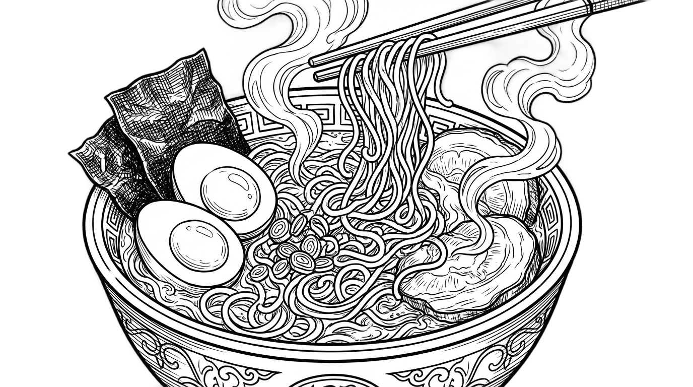 ramen png black and white PNG transparent background