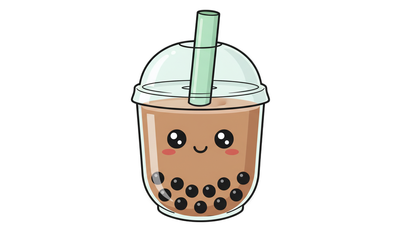 boba tea cartoon png PNG transparent background
