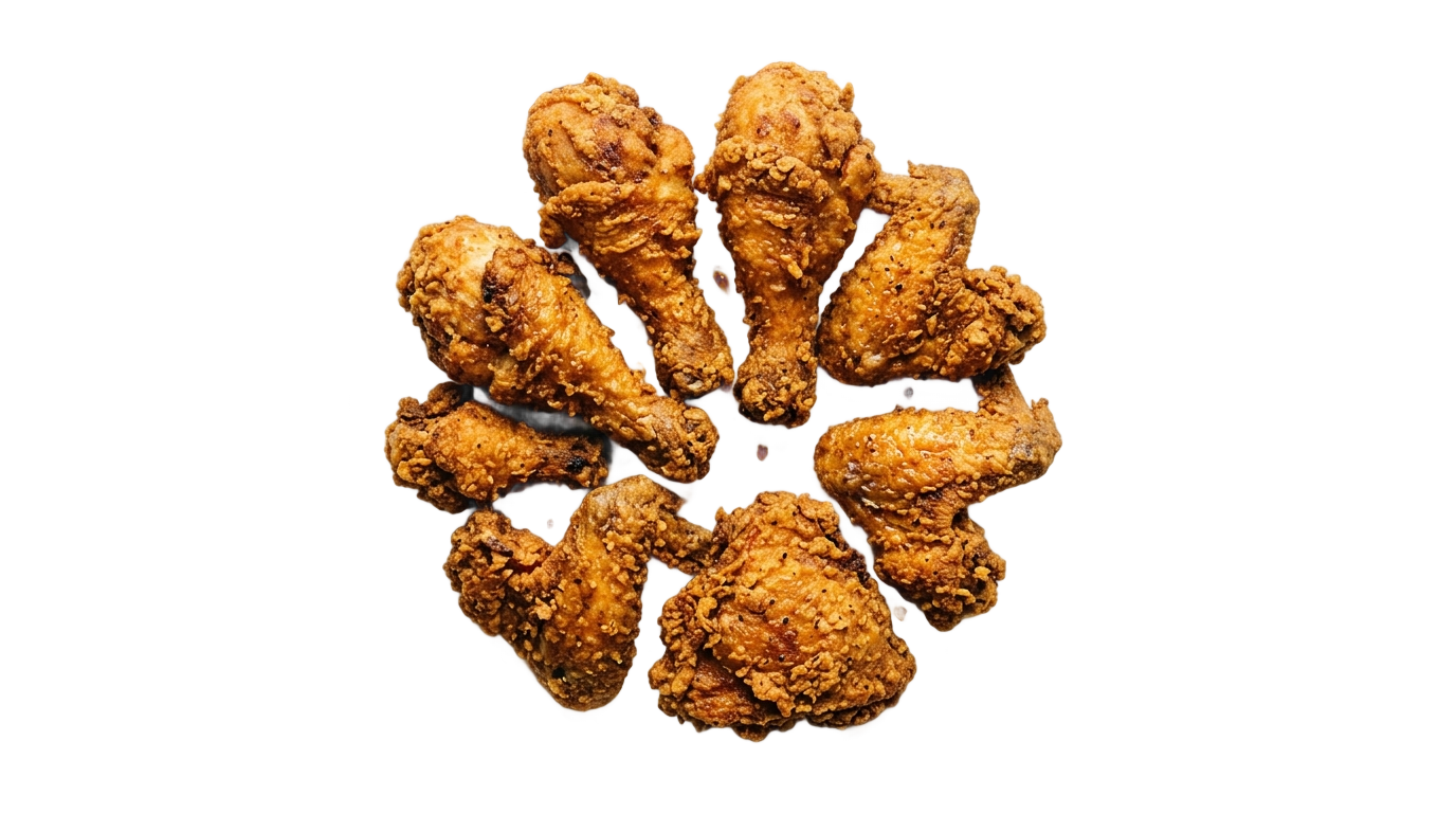 fried chicken top view png PNG transparent background