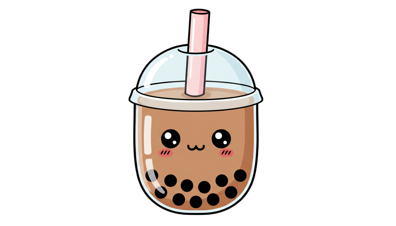 boba tea cartoon png PNG transparent background