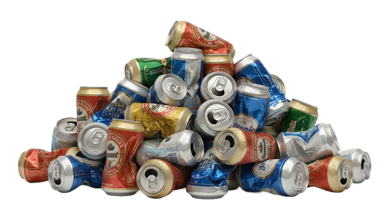 pile of beer cans png PNG transparent background