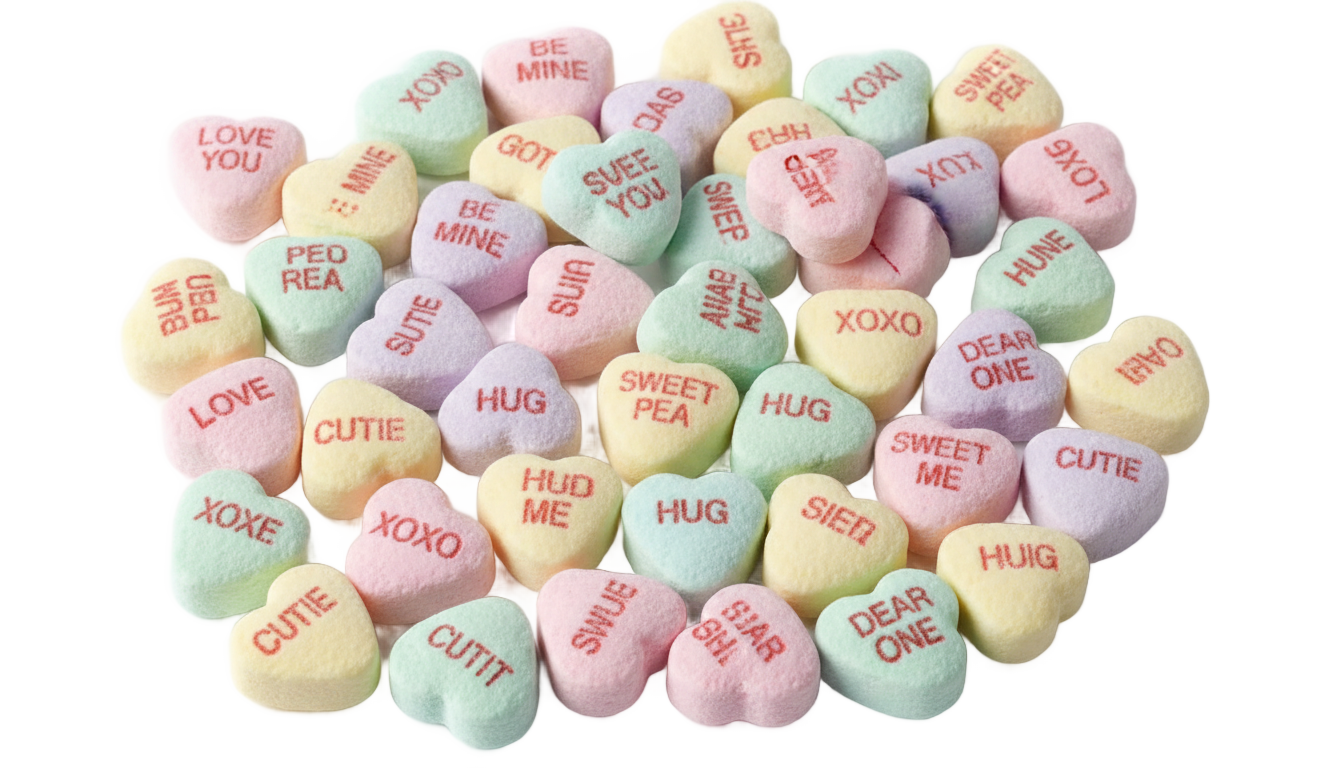 valentine candy hearts png PNG transparent background