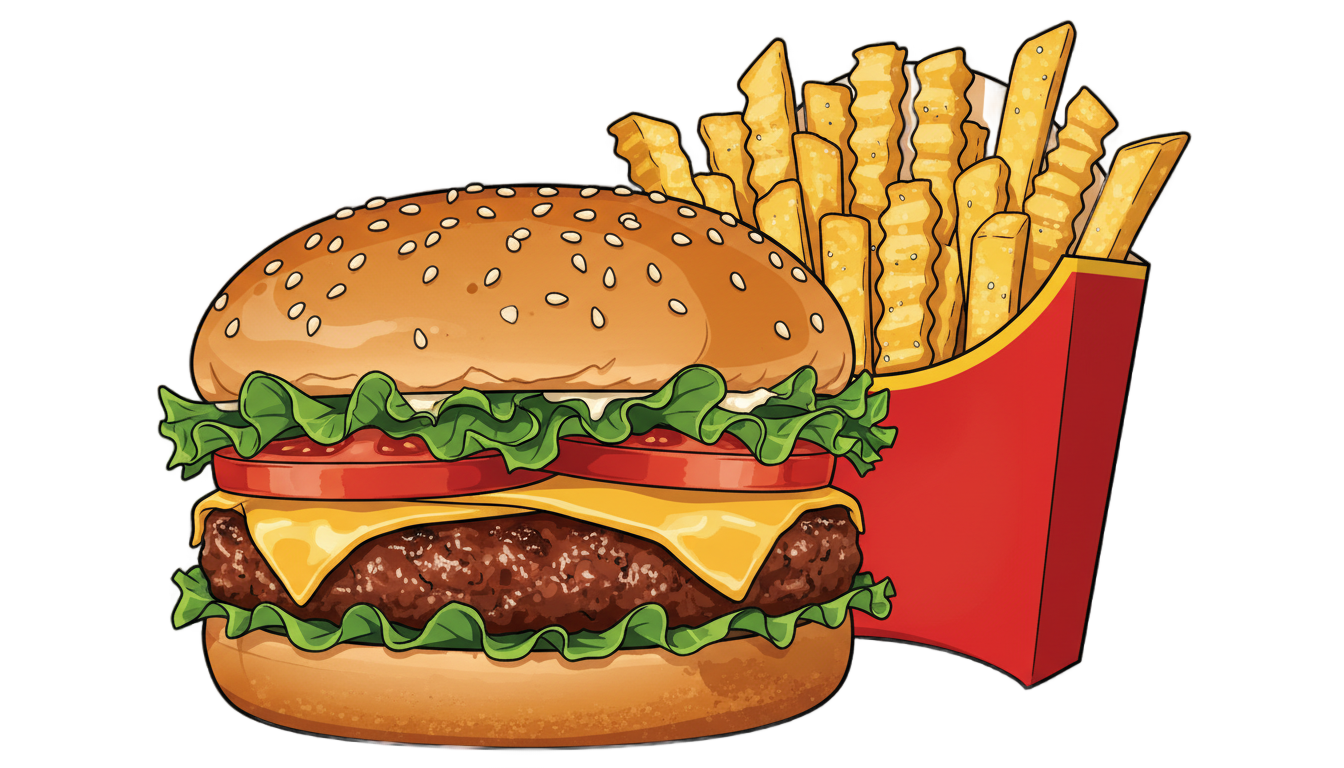 burger and fries clipart png PNG transparent background