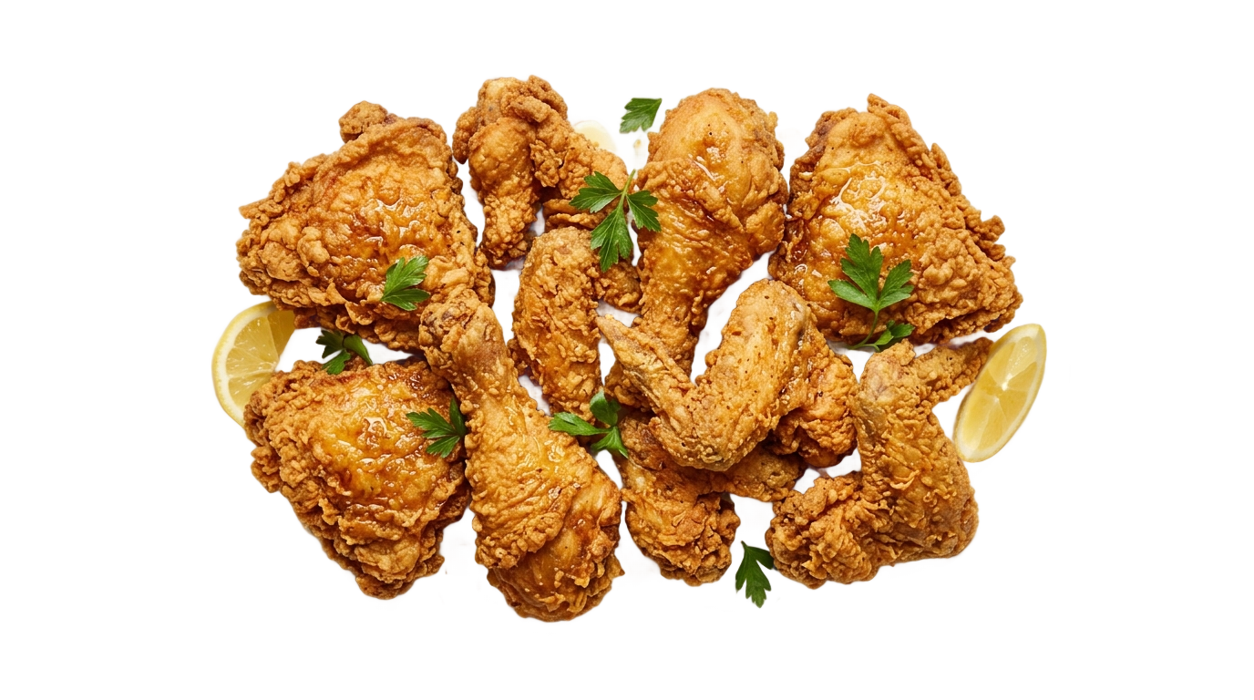 fried chicken top view png PNG transparent background