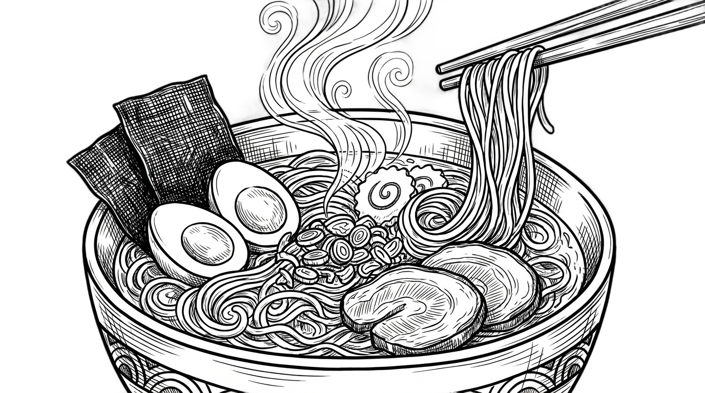 ramen png black and white PNG transparent background
