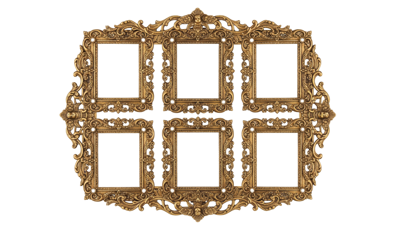 6 photo collage frame png PNG transparent background