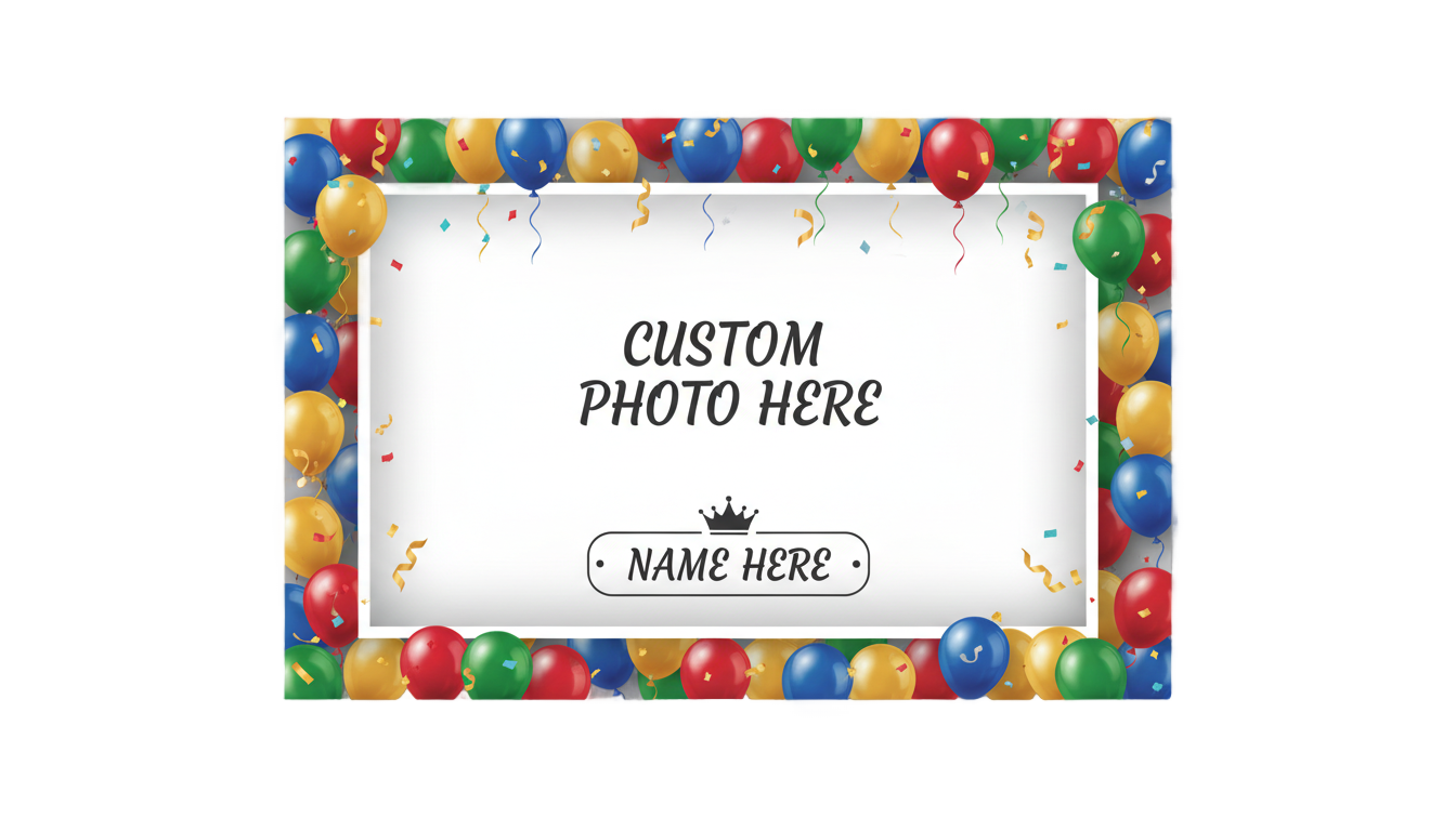 happy birthday photo frame with name and photo edit png PNG transparent background