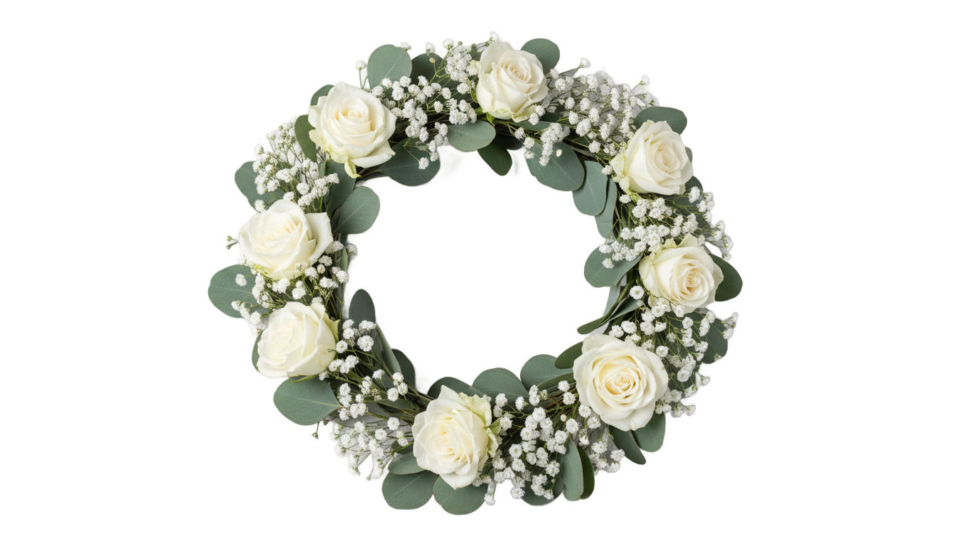 white floral wreath png PNG transparent background