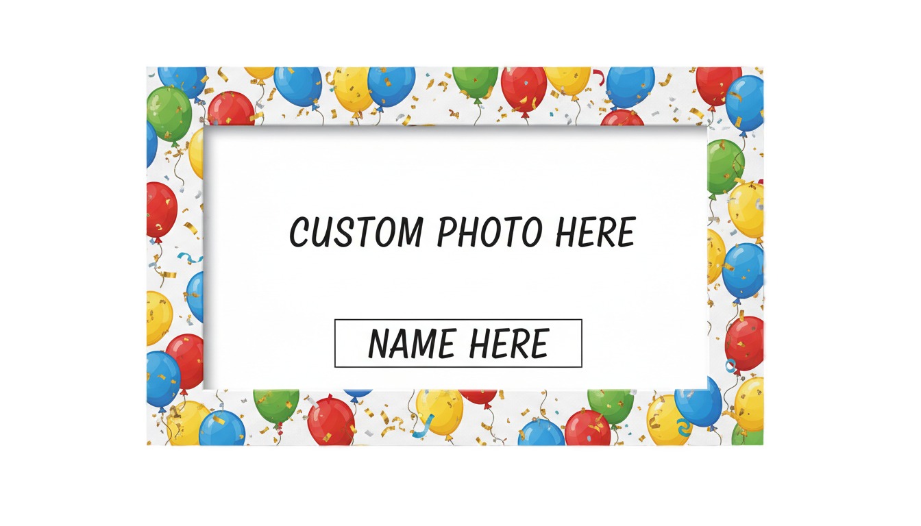 happy birthday photo frame with name and photo edit png PNG transparent background