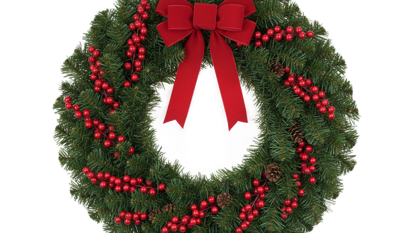 realistic christmas wreath png PNG transparent background