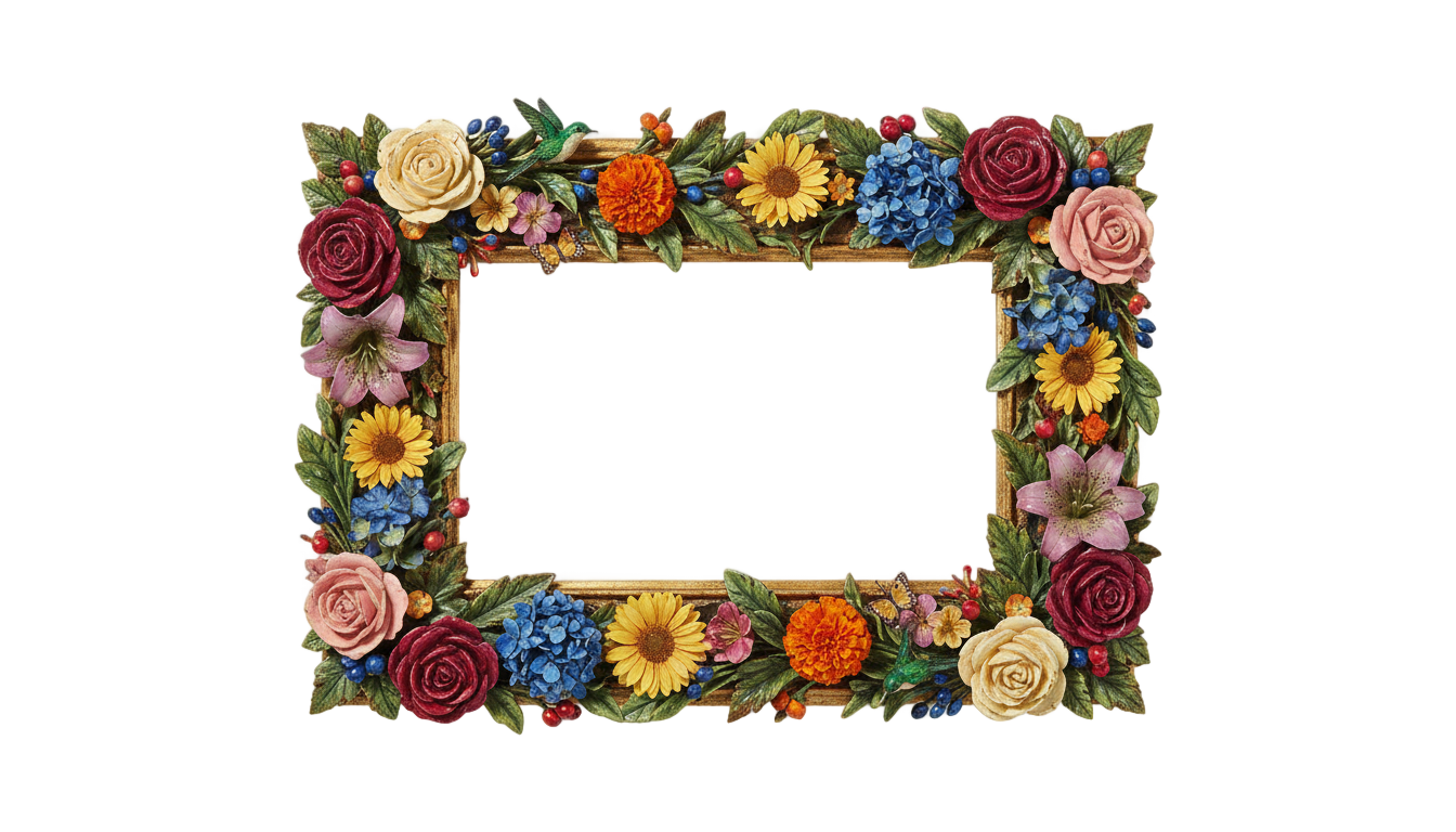 border flower photo frame png PNG transparent background