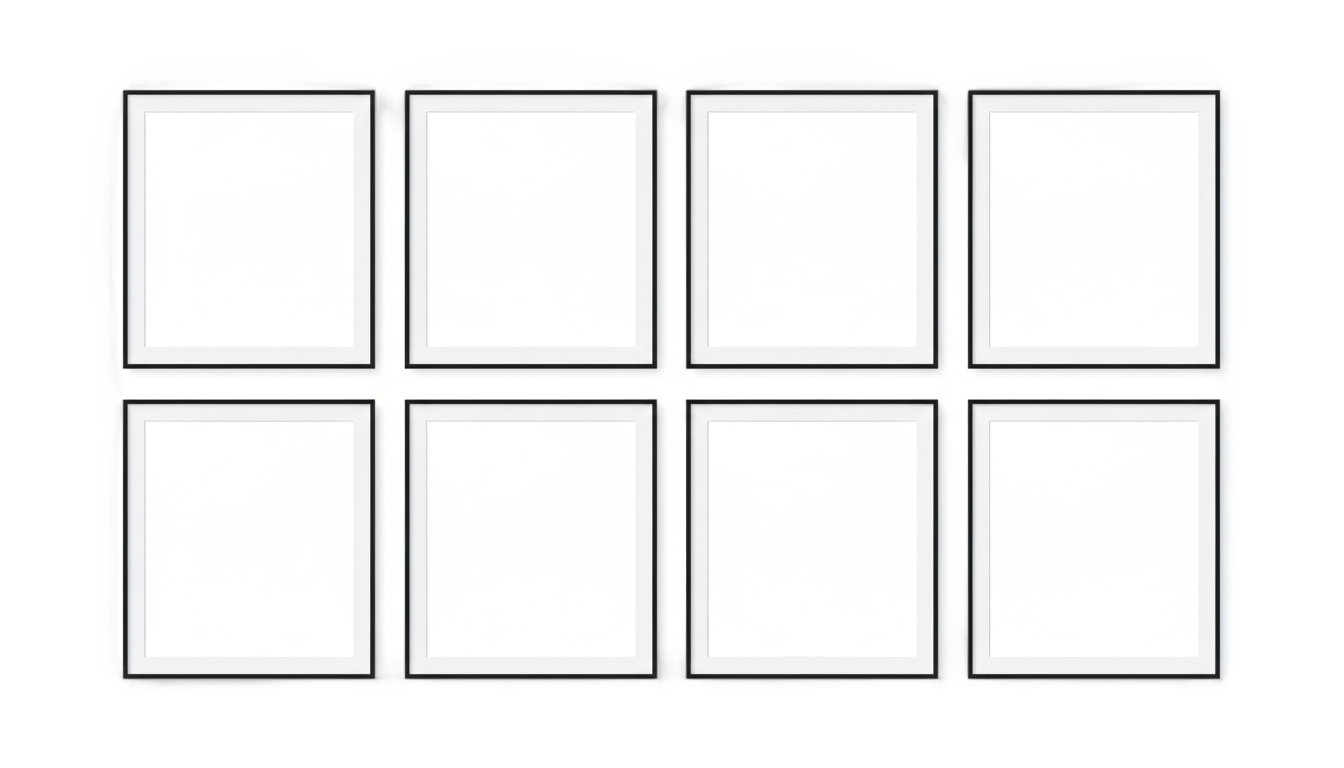 8 photo collage frame png PNG transparent background