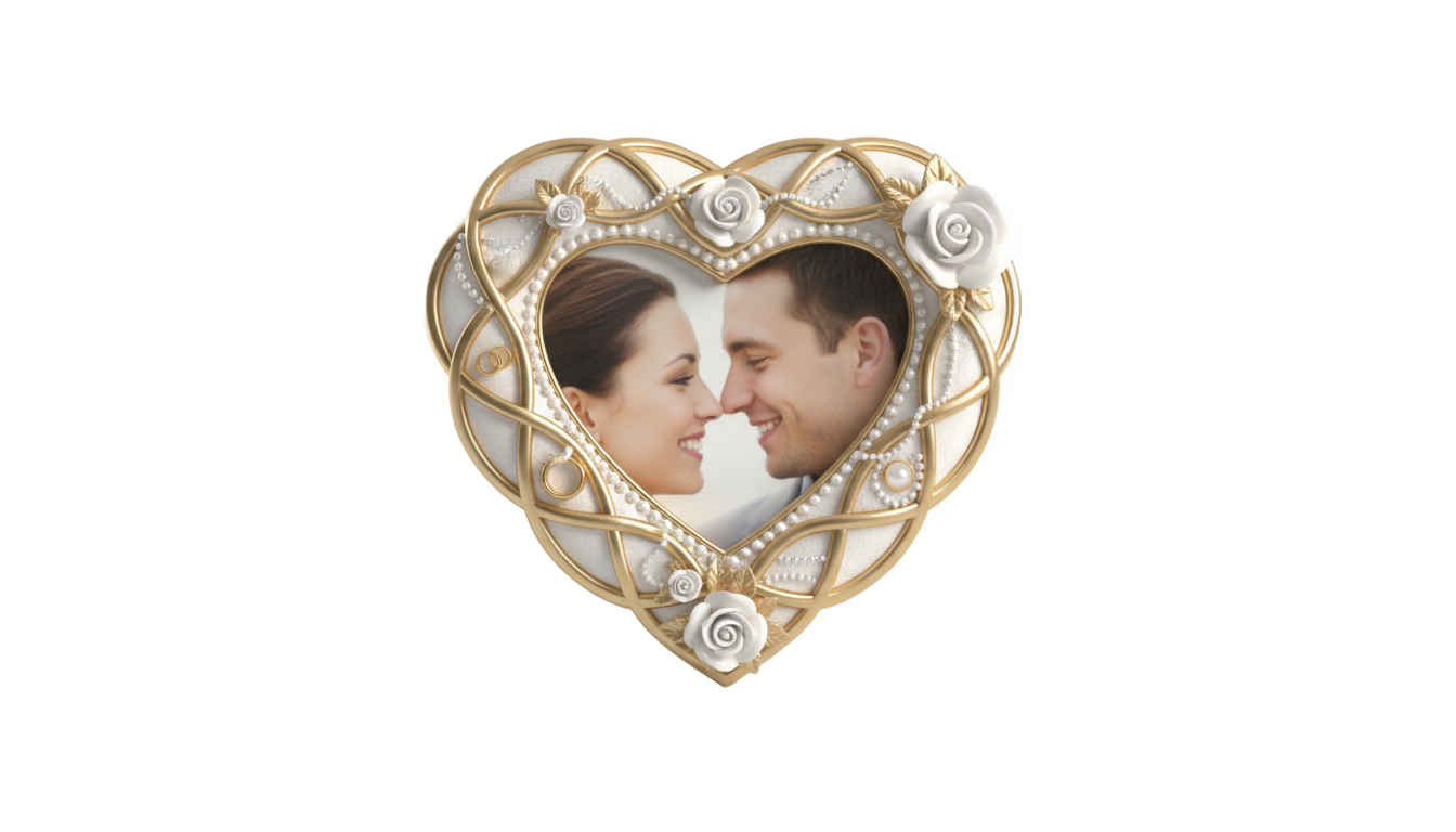 wedding heart photo frame png PNG transparent background
