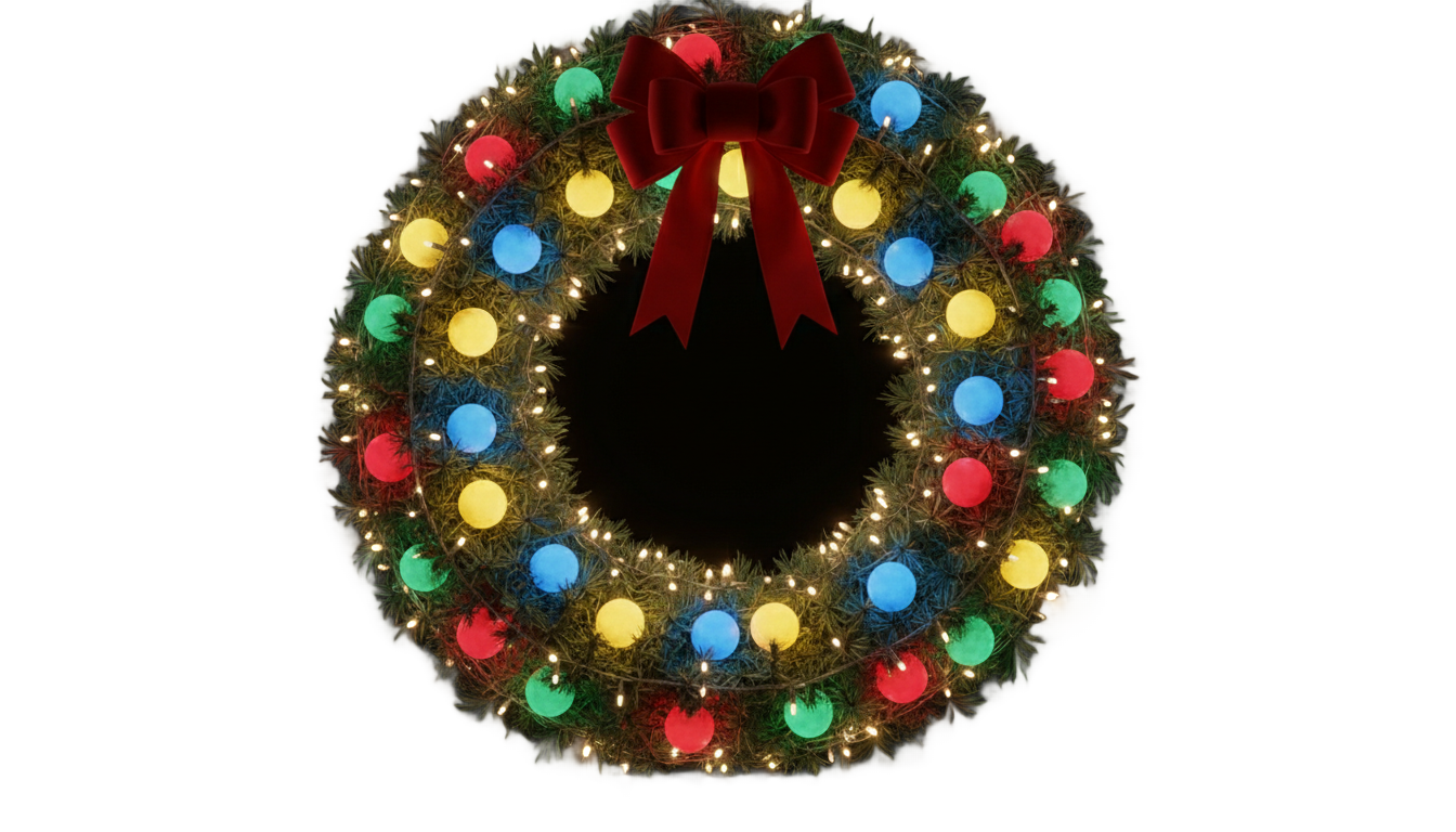 christmas lights wreath png PNG transparent background
