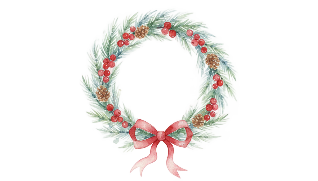 watercolor christmas wreath png PNG transparent background