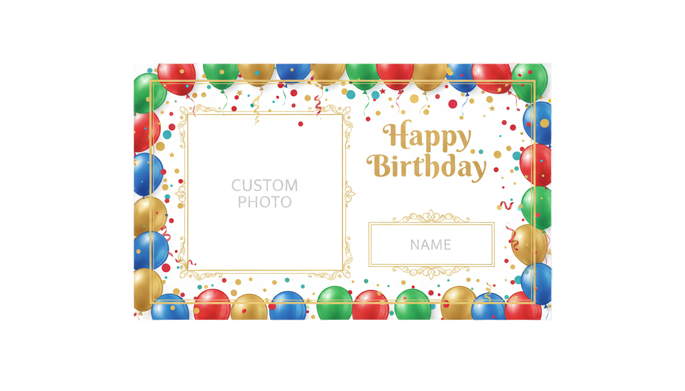 happy birthday photo frame with name and photo edit png PNG transparent background