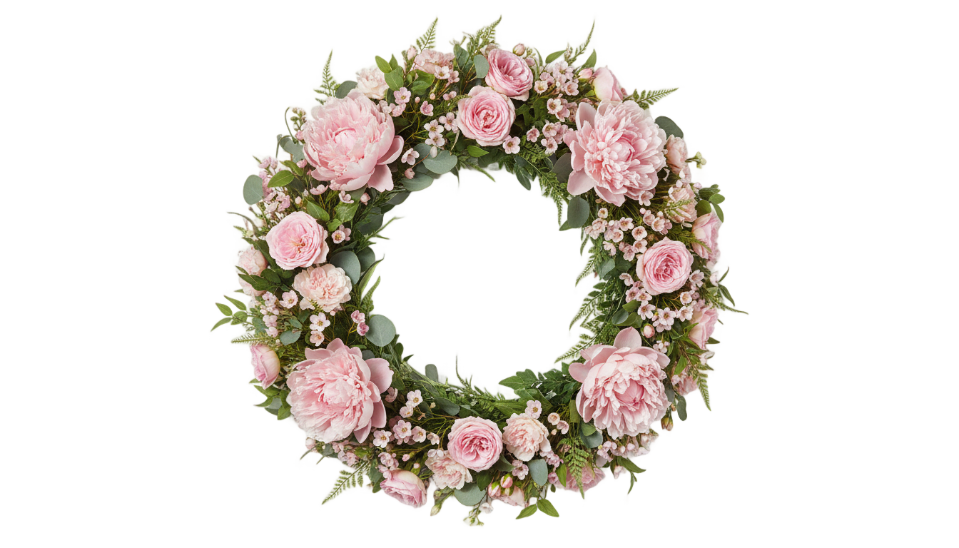 pink flower wreath png PNG transparent background
