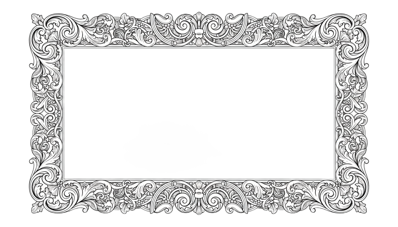 vintage frame png black and white PNG transparent background