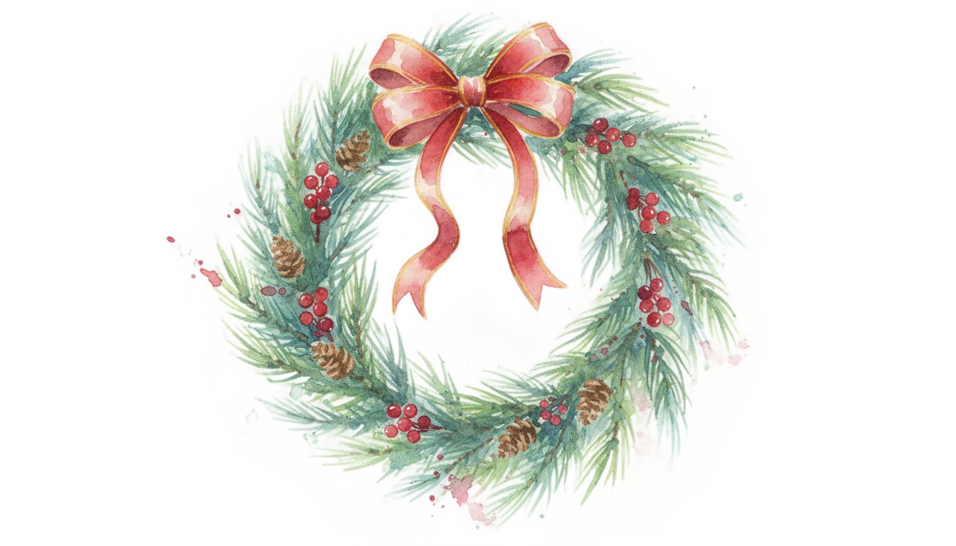 watercolor christmas wreath png PNG transparent background