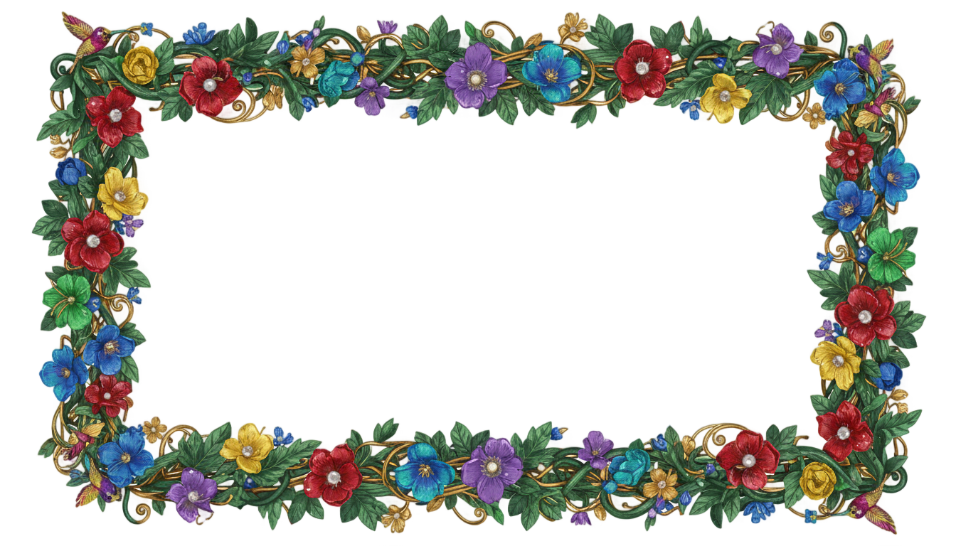 border flower photo frame png PNG transparent background