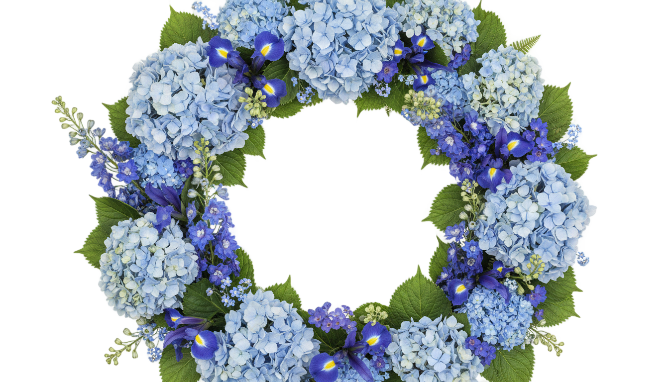 blue flower wreath png PNG transparent background