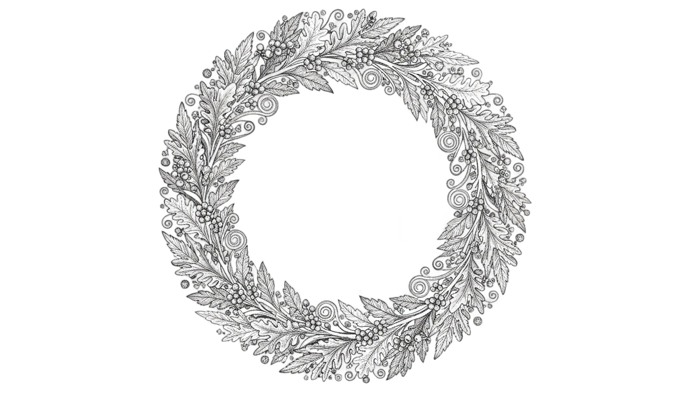 wreath black and white png PNG transparent background