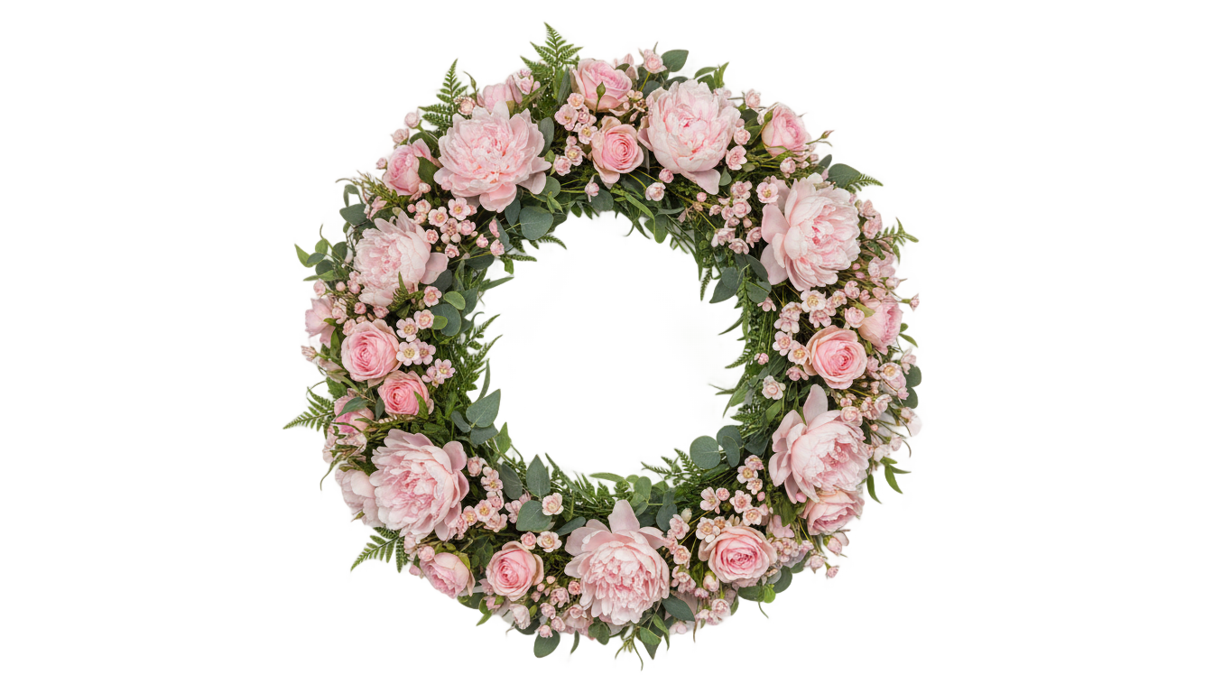 pink flower wreath png PNG transparent background