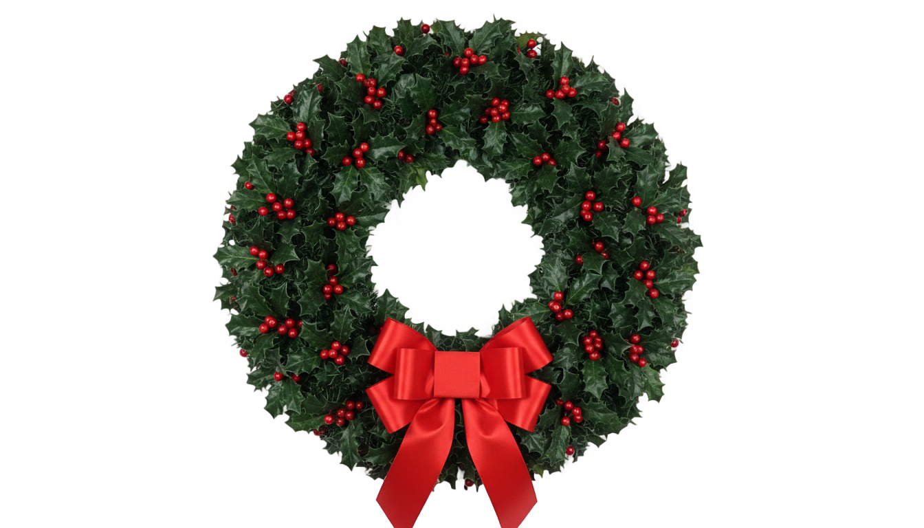 christmas holly wreath png PNG transparent background
