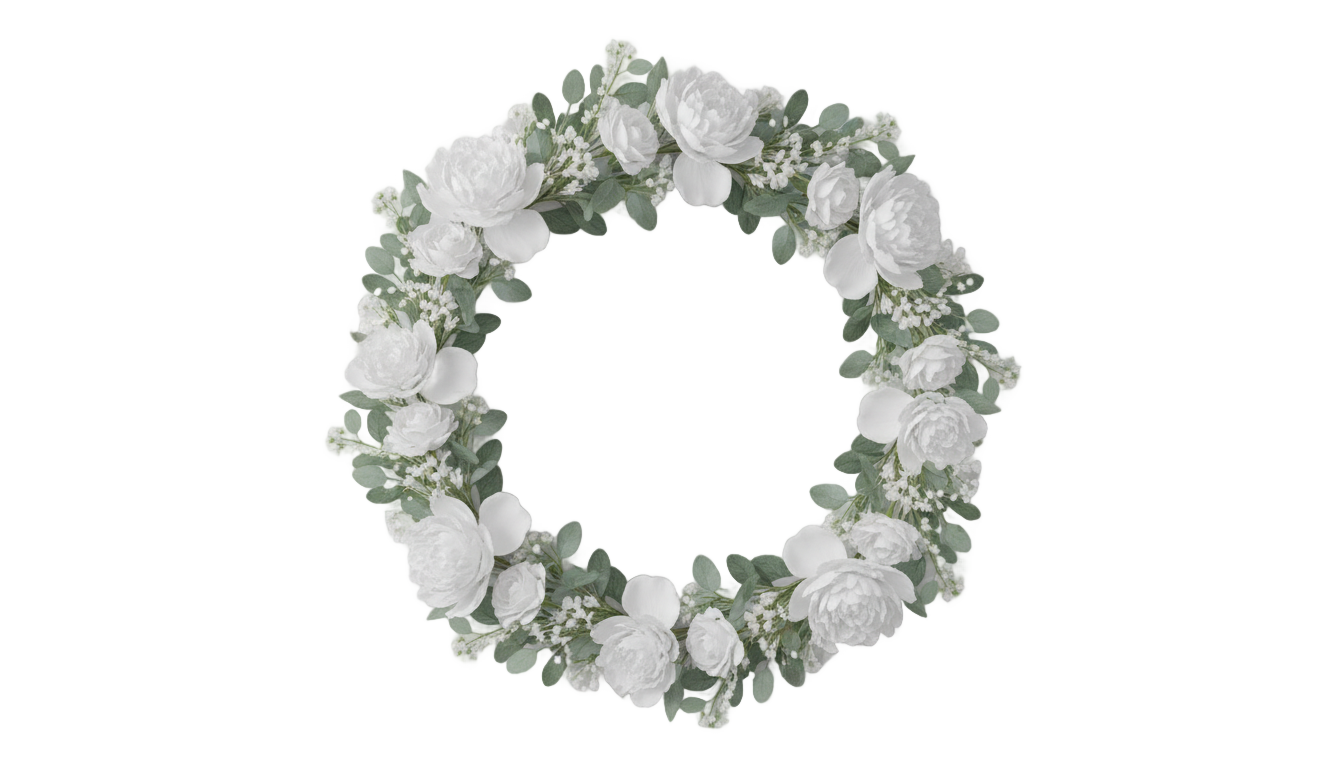 white flower wreath png PNG transparent background