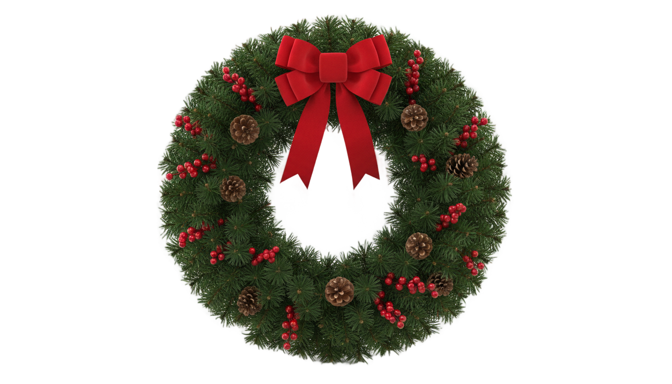 realistic christmas wreath png PNG transparent background