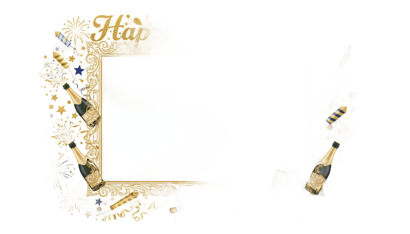 happy new year photo frame png PNG transparent background