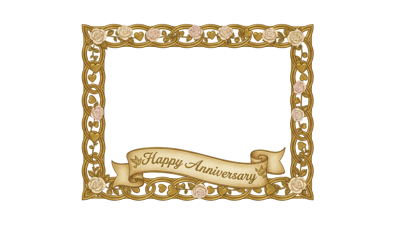 wedding anniversary photo frame png PNG transparent background