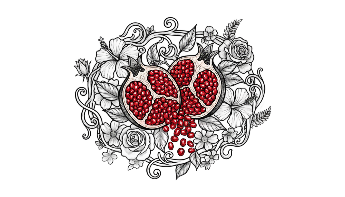 pomegranate tattoo png PNG transparent background