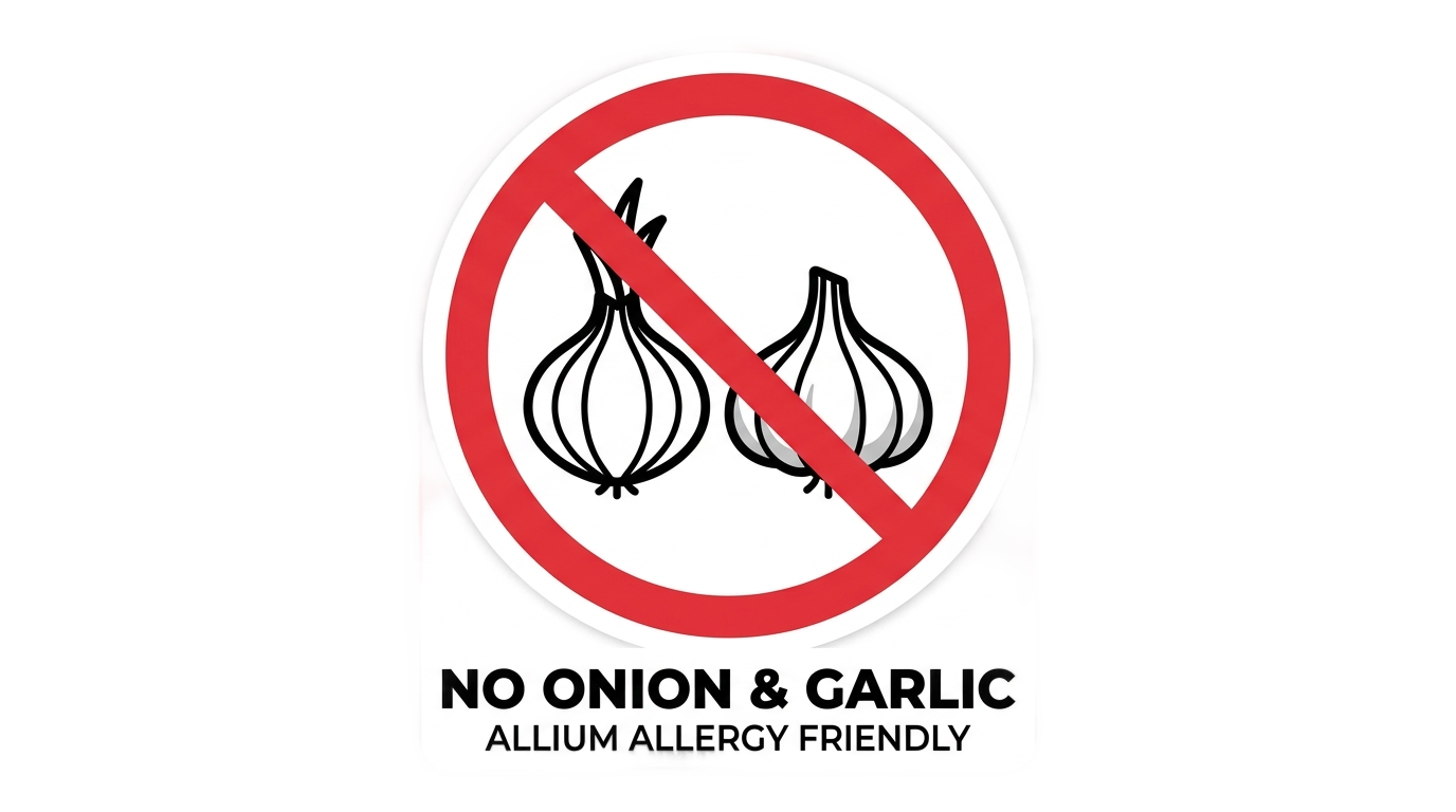 no onion no garlic logo png PNG transparent background