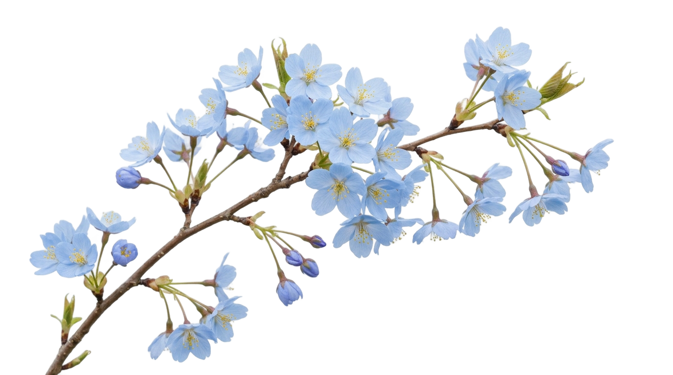 blue cherry blossom png PNG transparent background