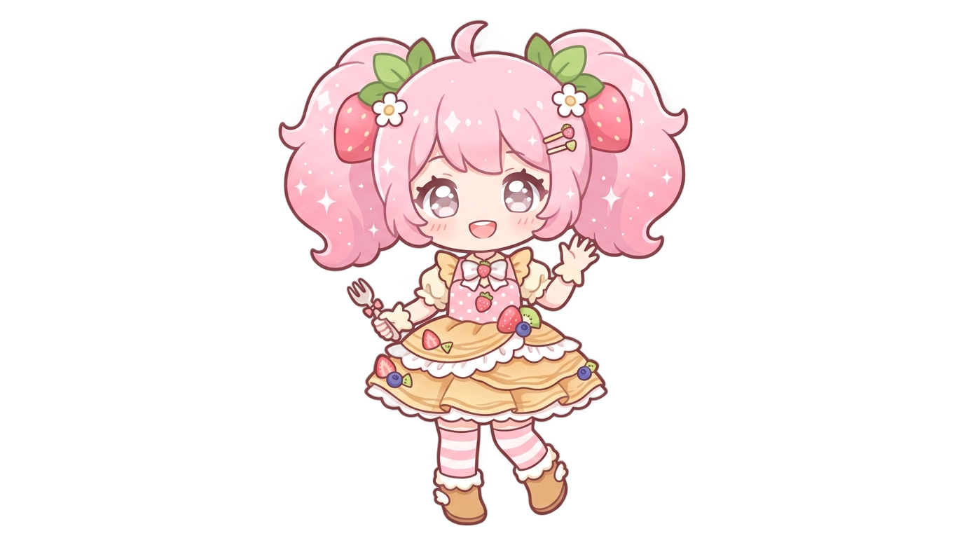 strawberry crepe cookie run png PNG transparent background