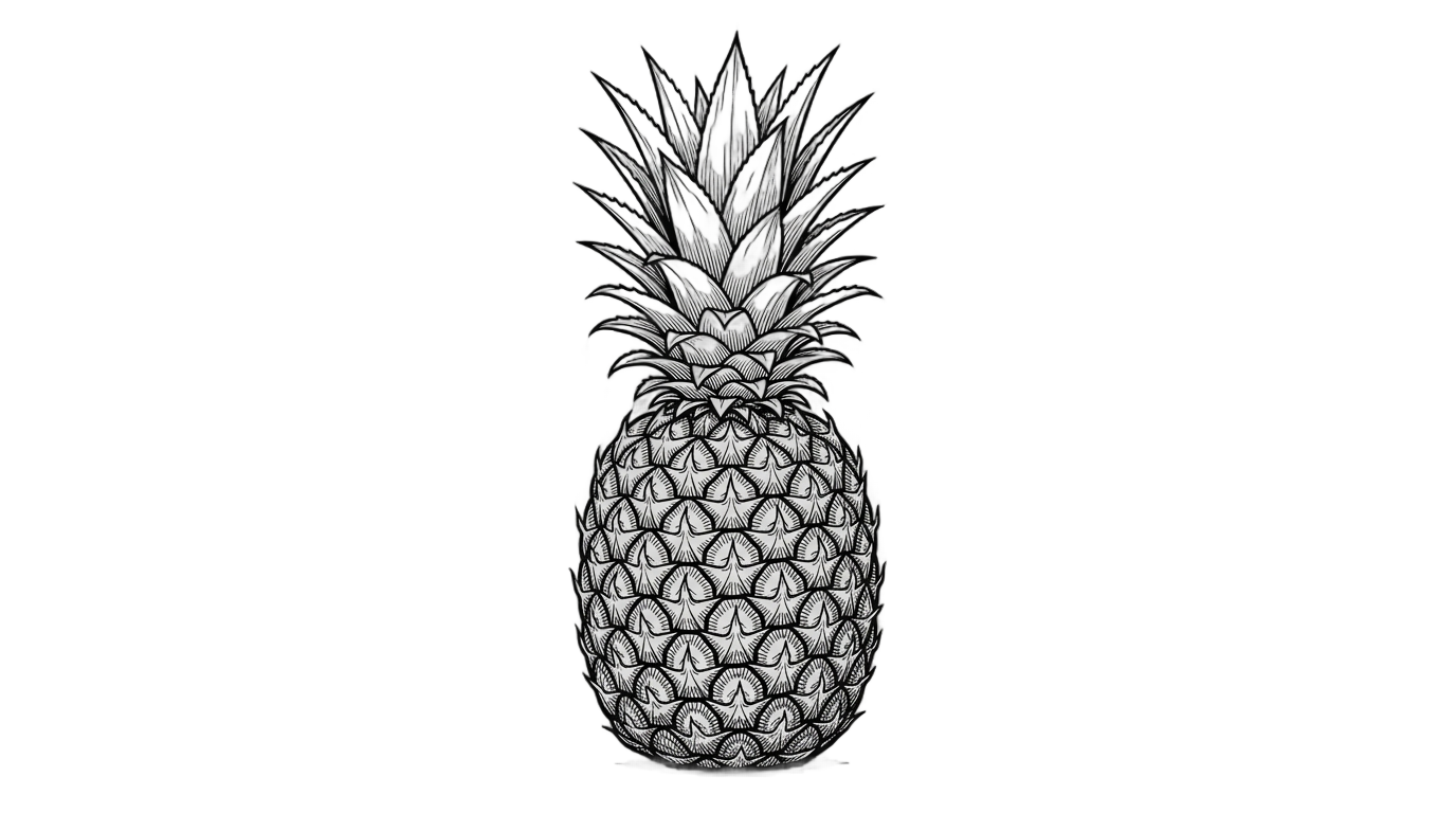 black and white pineapple png PNG transparent background