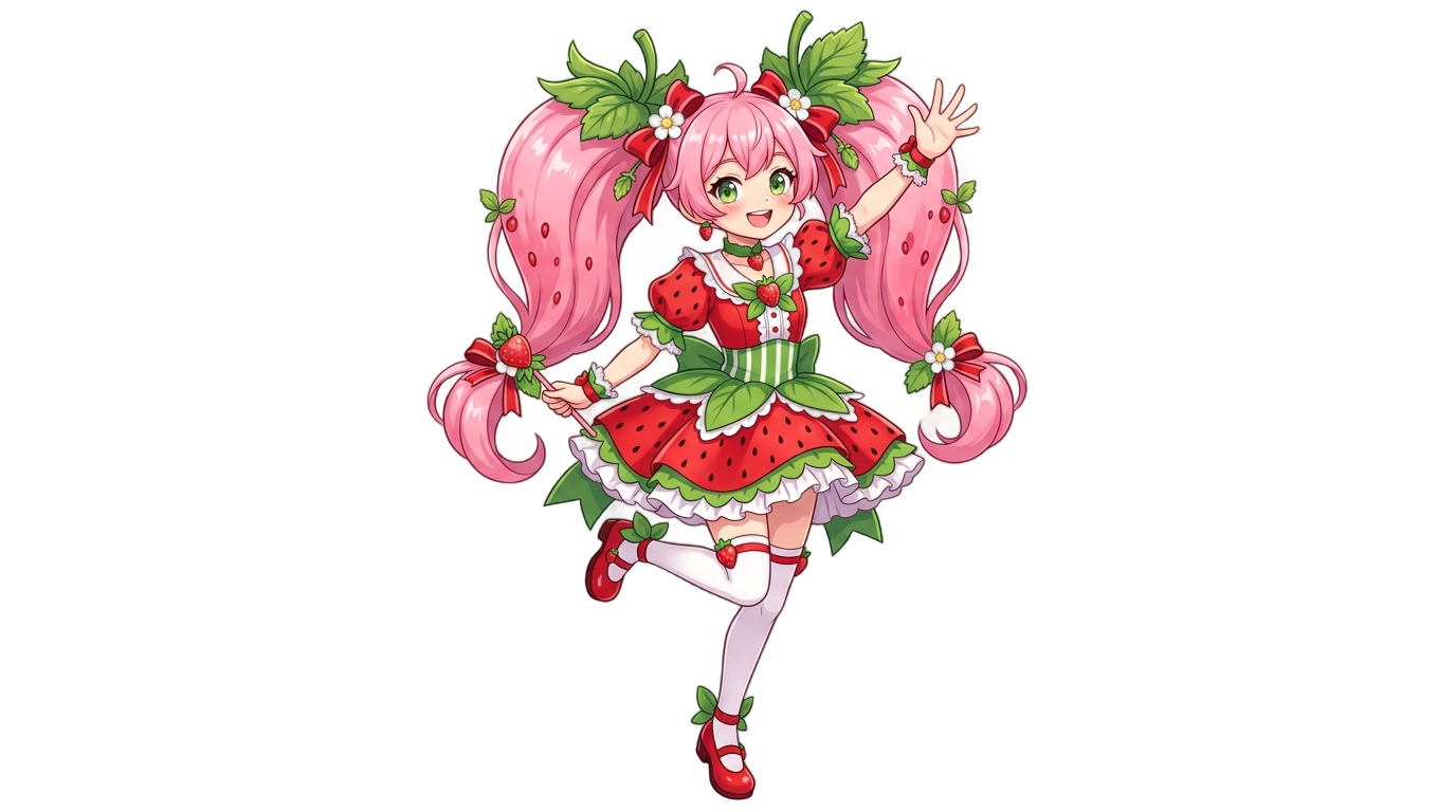 strawberry miku png PNG transparent background