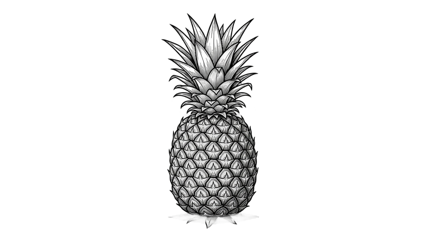black and white pineapple png PNG transparent background