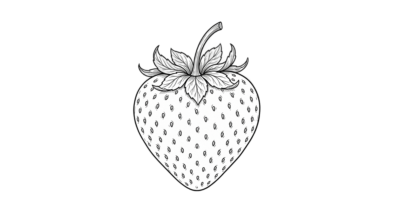 strawberry line art png PNG transparent background