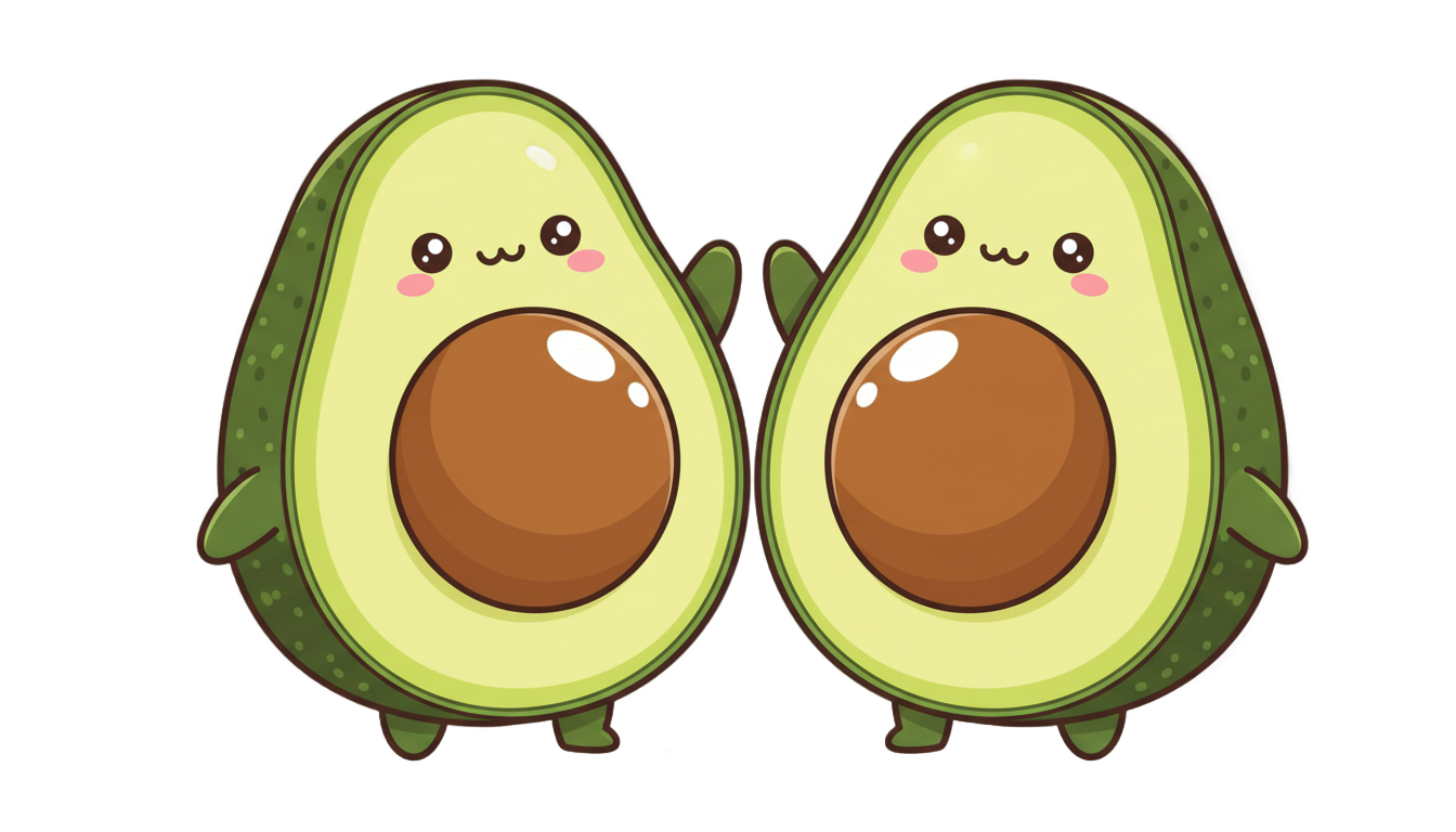 avocado kawaii png PNG transparent background