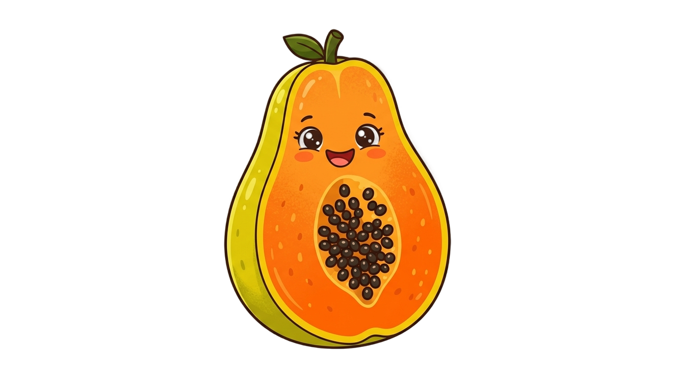 papaya cartoon png PNG transparent background