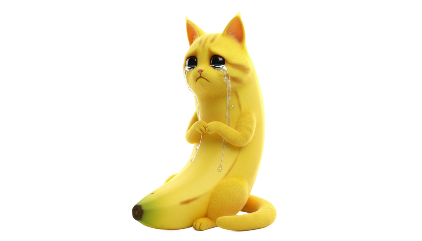 crying banana cat png PNG transparent background