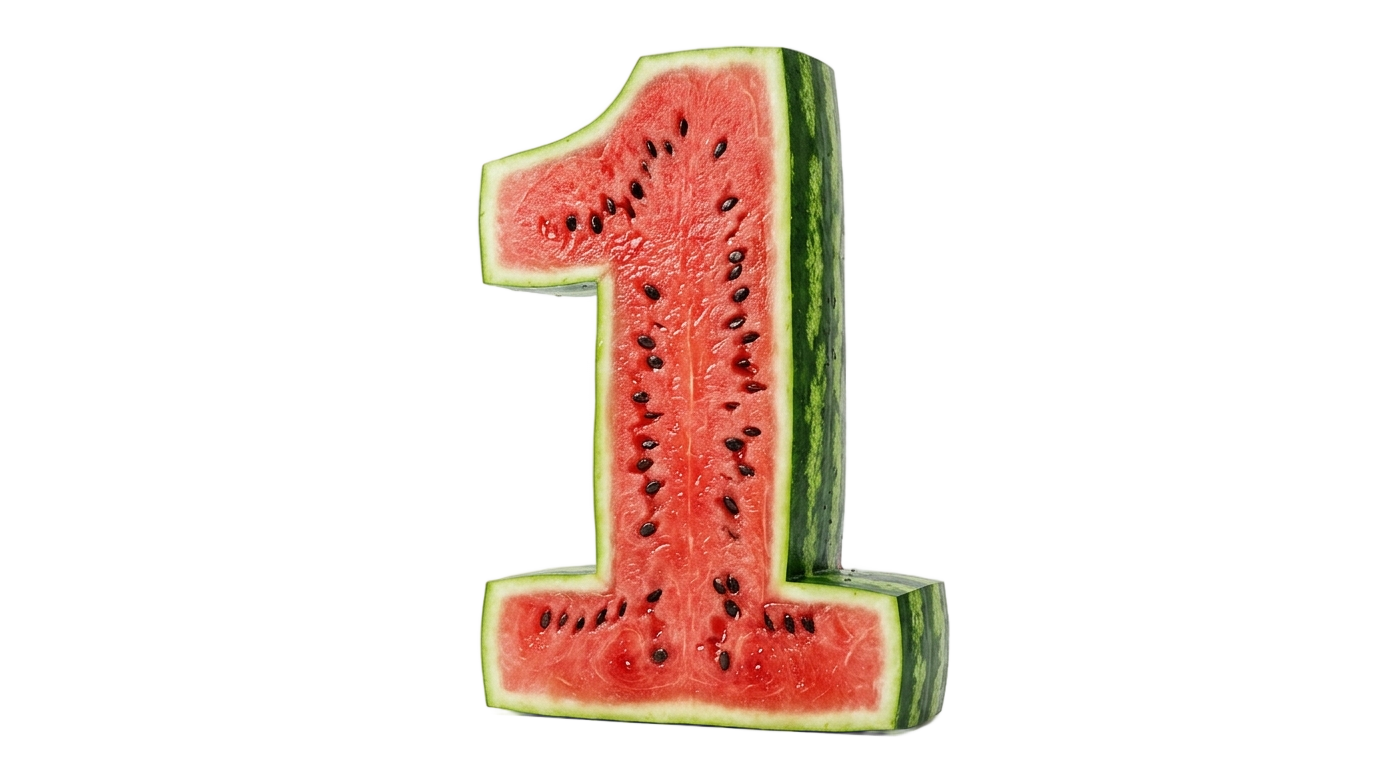 watermelon number 1 png PNG transparent background
